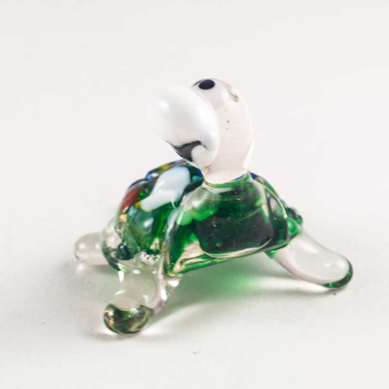 Glass Jolly Green Turtle Figurine Hand-Blown Collectible Reptile Figure 