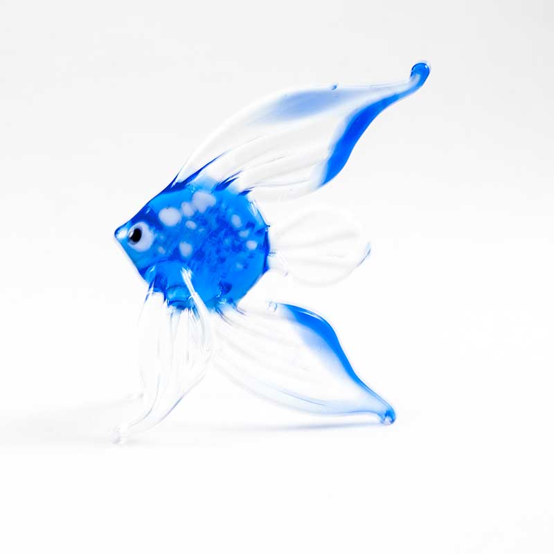 Blue Fish Figure in Glass Figurines Sea Life Creatures category
