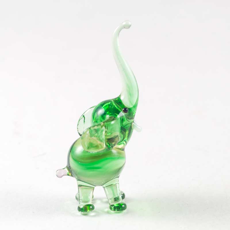 Glass Green Elephant Miniature in Glass Figurines Miniature Figurines category