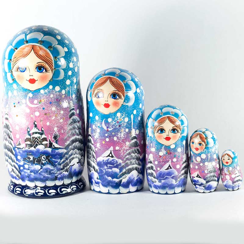 Russian Winter Night Nesting Doll in Nesting Dolls Traditional Dolls category