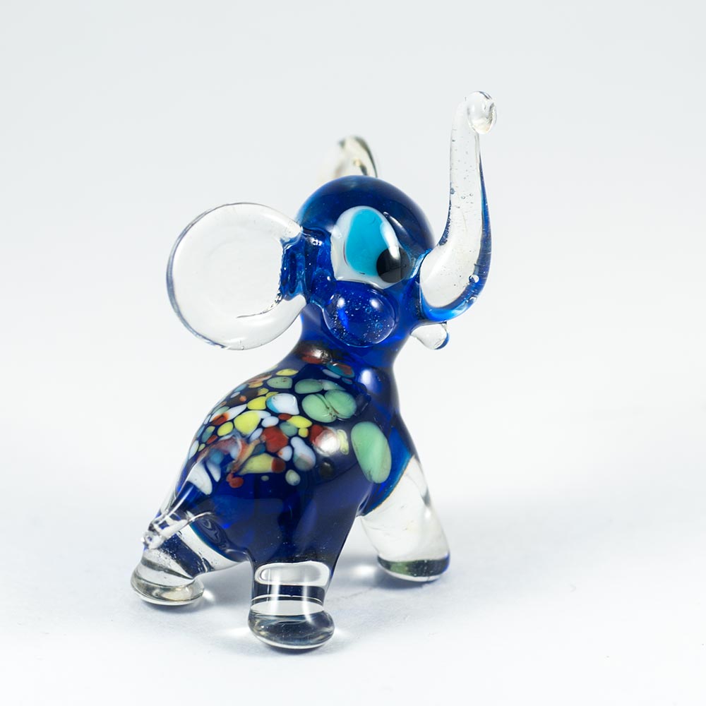 Glass Blue Baby Elephant in Glass Figurines Wild  Animals category