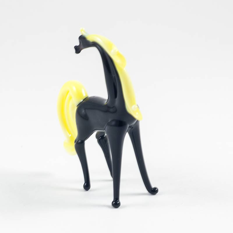 Black Glass Horse with Yellow Mane in Glass Figurines Farm Animals category