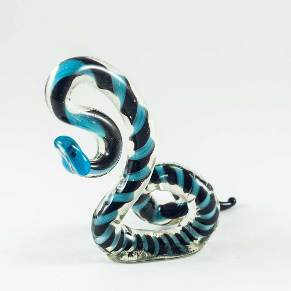 Glass Black Stripped Snake Figure in Glass Figurines Reptiles category