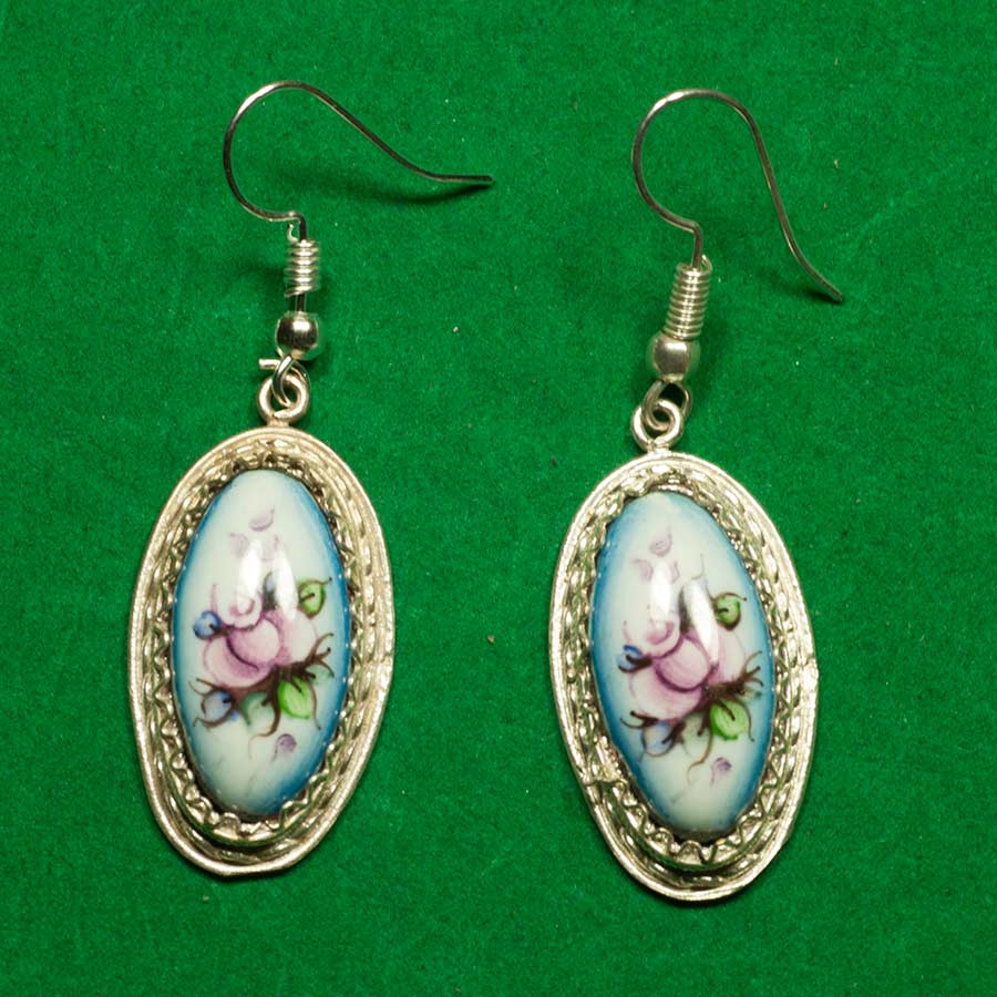Enamel Earring Lotus Blue in Finift Jewelry Earrings category