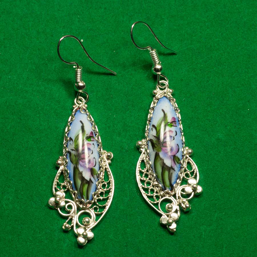 Finift Earrings Evening Style Irises in Finift Jewelry Earrings category