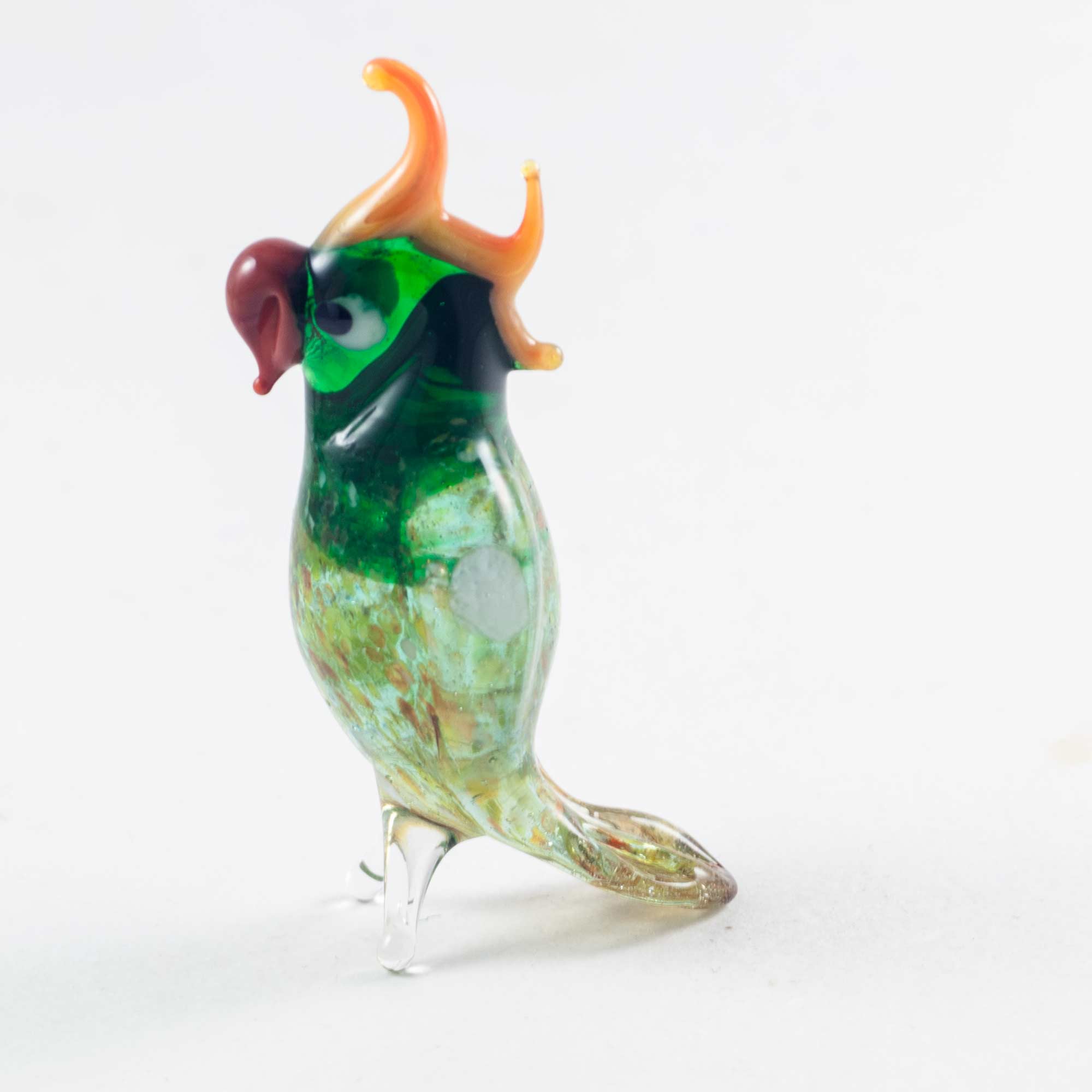 Glass Parrot Figurine Green Color in Glass Figurines Birds category