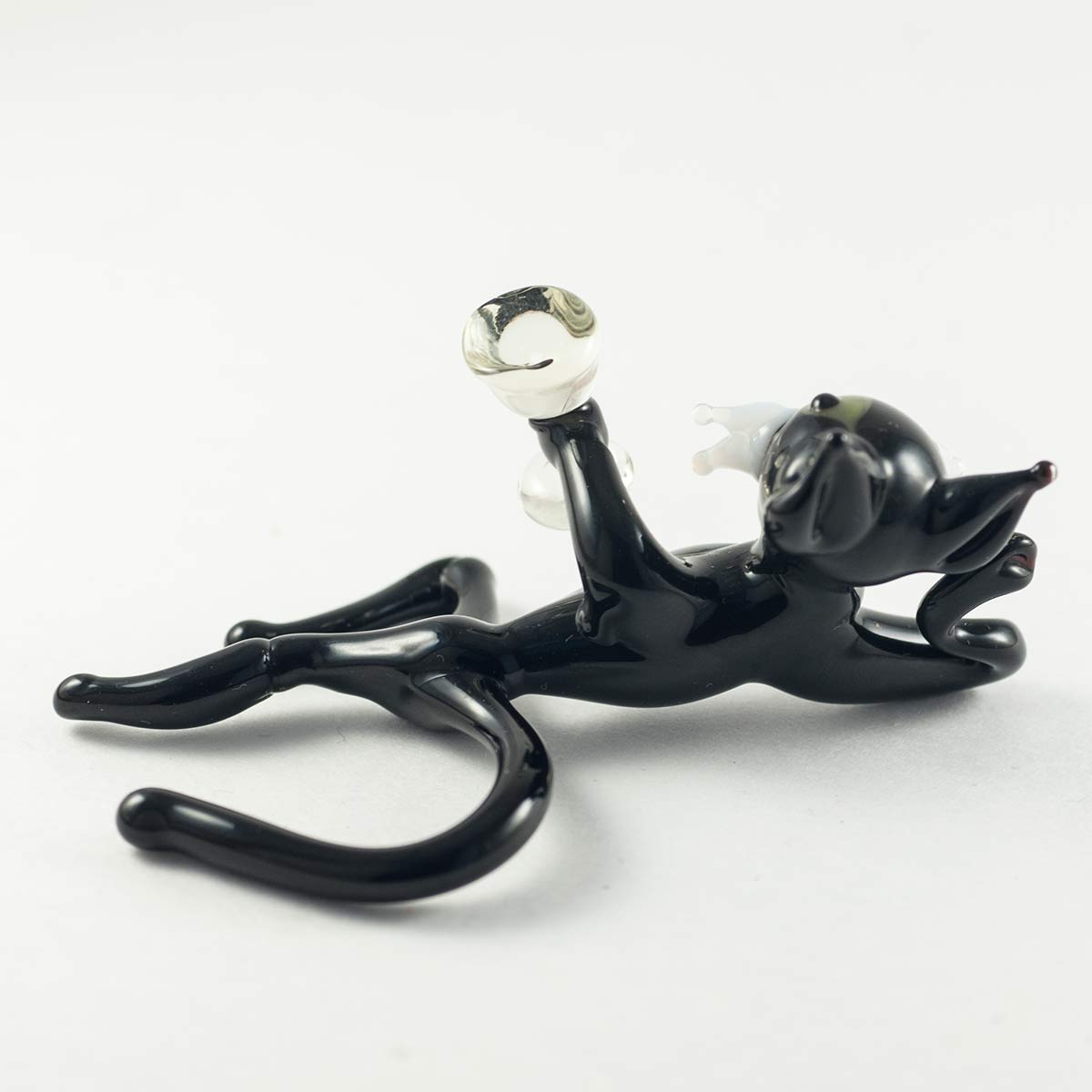 Black Cat Drinking Champagne in Glass Figurines Cats category