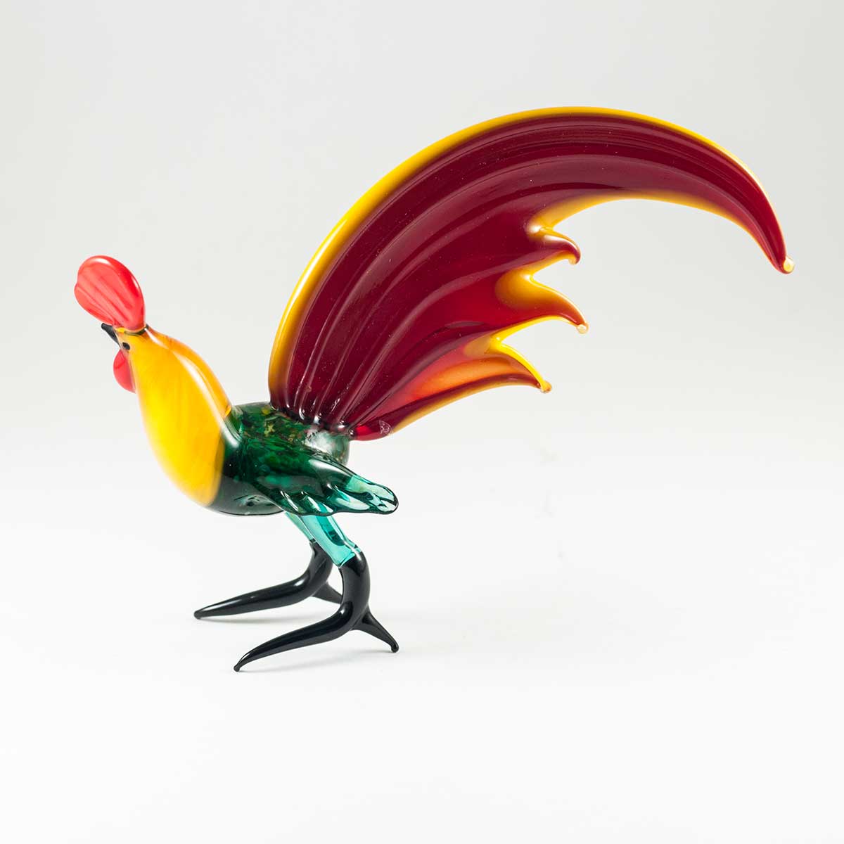 Rooster with Red Tale in Glass Figurines Birds category