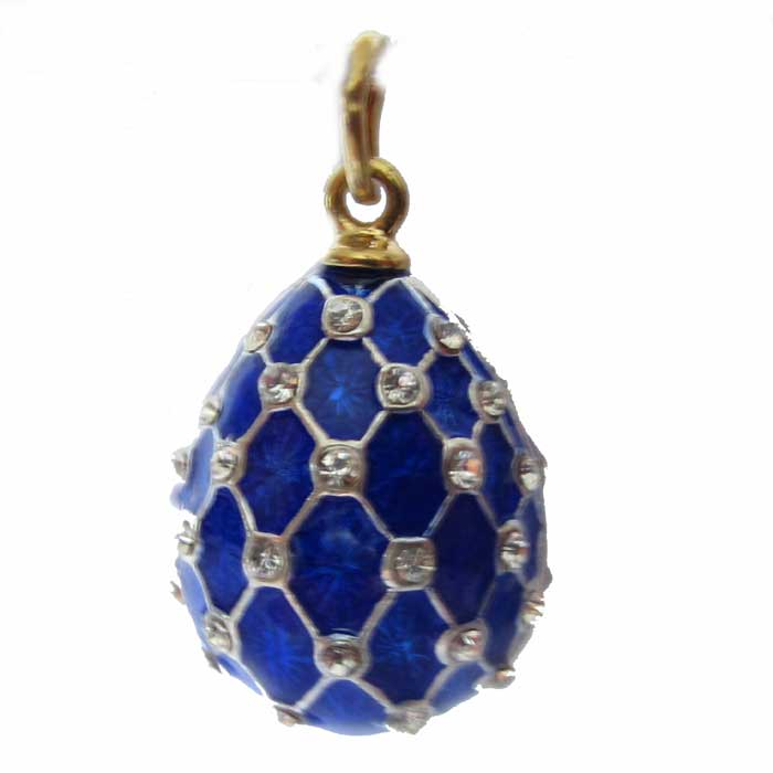 Enamel Pendant Net Blue - Faberge Jewelry - Russian Enamel Jewellery