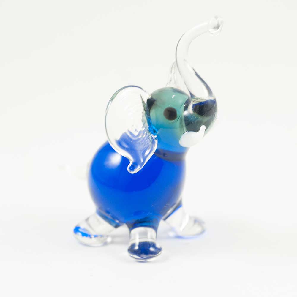Blue Elephant Glass Figure - Russian Glass Animal Figurines