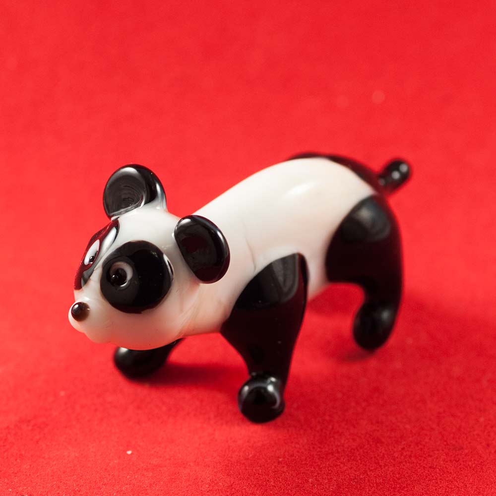 Panda Glass Figurine - Hand Blown Glass Animals