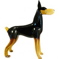 Doberman Glass Figurine