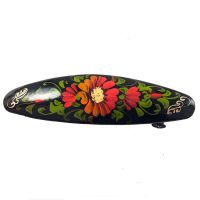 Orange Deasies Oval Shape in Zhostovo Jewelry Painted Hair-Slides category