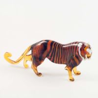 Glass Tiger Figurine Brown Color in Glass Figurines Wild  Animals category