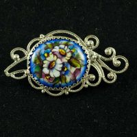 Finift Brooch Twig Blue in Finift Jewelry Brooches category
