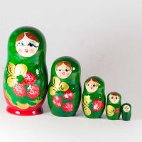 Strawberries on Green Background in Nesting Dolls Flowers  category