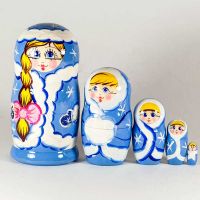 Matryoshka Snowmaiden in Blue Coat in Nesting Dolls Traditional Dolls category
