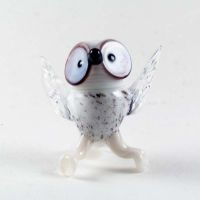 Glass Owl Figurine White Color in Glass Figurines Birds category
