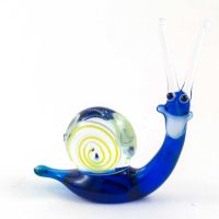 Glass Blue Snail Figurine in Glass Figurines Insects category