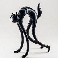 Black Cat Figure in Glass Figurines Cats category