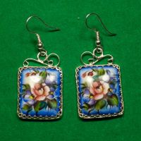 Finift Earrings Flowers on Blue in Finift Jewelry Earrings category
