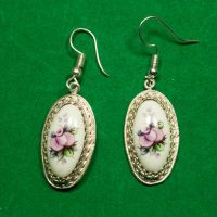Enamel Earring Lotus White in Finift Jewelry Earrings category