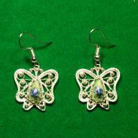 Enamel Earring Butterfly Green in Finift Jewelry Earrings category