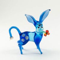 Glass Donkey with Flower in Glass Figurines Wild  Animals category