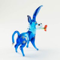 Glass Donkey with Flower in Glass Figurines Wild  Animals category