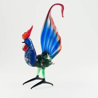Rooster with Blue Tale in Glass Figurines Birds category