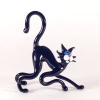 Black Hunting Cat in Glass Figurines Cats category