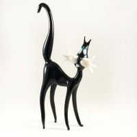 Black Cat Glass Figure in Glass Figurines Cats category