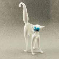 White Glass Cat Figure in Glass Figurines Cats category