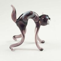 Glass Black Scared Cat in Glass Figurines Cats category