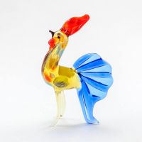 Glass Blue Rooster Figurine in Glass Figurines Birds category
