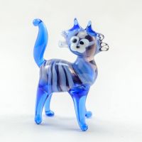 Light Blue Cat FIgure in Glass Figurines Cats category