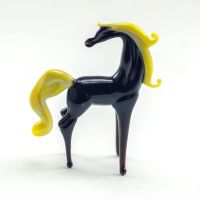 Black Glass Horse with Yellow Mane in Glass Figurines Farm Animals category