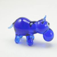 Glass Blue Hippo Figure in Glass Figurines Wild  Animals category