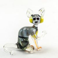 Gray Sitting Cat in Glass Figurines Cats category
