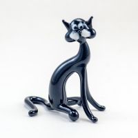 Glass Sitting Black Cat in Glass Figurines Cats category