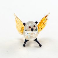 Beige Owl Glass Figurine in Glass Figurines Miniature Figurines category