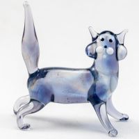 Glass Figurine Gray Cat in Glass Figurines Cats category