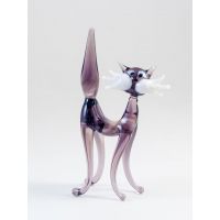 Glass Figurine Grey Cat in Glass Figurines Cats category