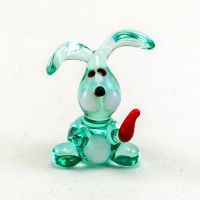 Glass Green Rabbit with Carrot in Glass Figurines Miniature Figurines category