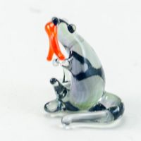 Glass Tiny Figurine Otter with Fish in Glass Figurines Miniature Figurines category