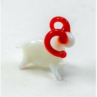 Glass Tiny Figurine White Ram in Glass Figurines Miniature Figurines category