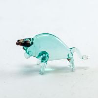 Green Bull Figurine in Glass Figurines Miniature Figurines category