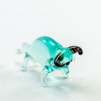 Green Bull Figurine in Glass Figurines Miniature Figurines category