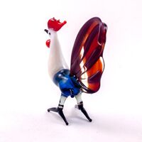 Colorful Rooster Figurine in Glass Figurines Birds category