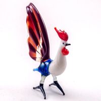 Colorful Rooster Figurine in Glass Figurines Birds category